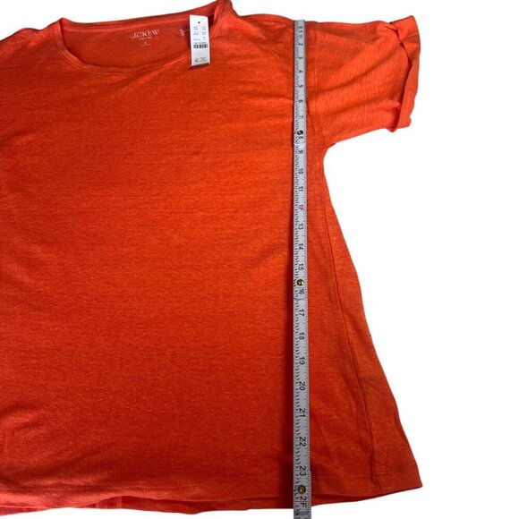 J.Crew 100% Linen Tee Crew Neck Orange Color Size Large - Picture 7 of 10